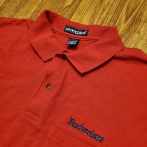Vintage 90s Budweiser Polo Shirt Men XL Red Swingster USA‎ Made Golf